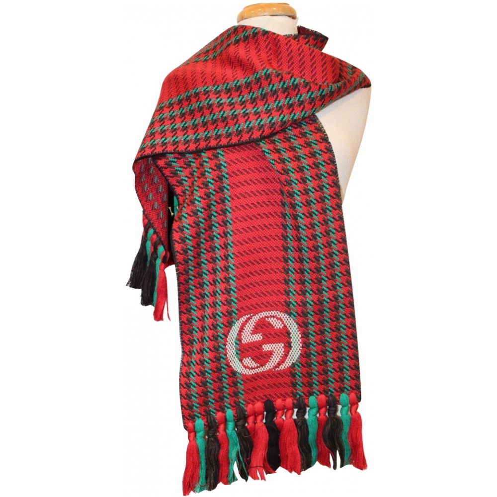 GUCCI TWEED SCARF WOOL MULTICOLOR